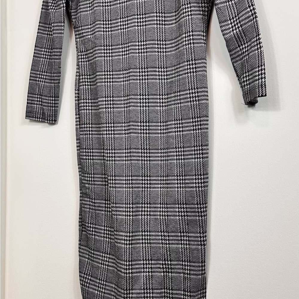 Papaya Elegant Black and White Plaid Dress